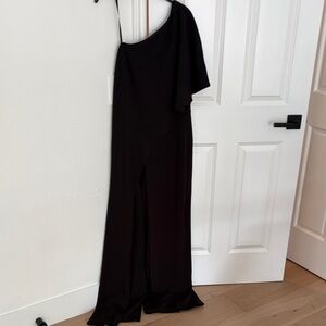 Adrianna Papell One-Shoulder Black Evening Dress